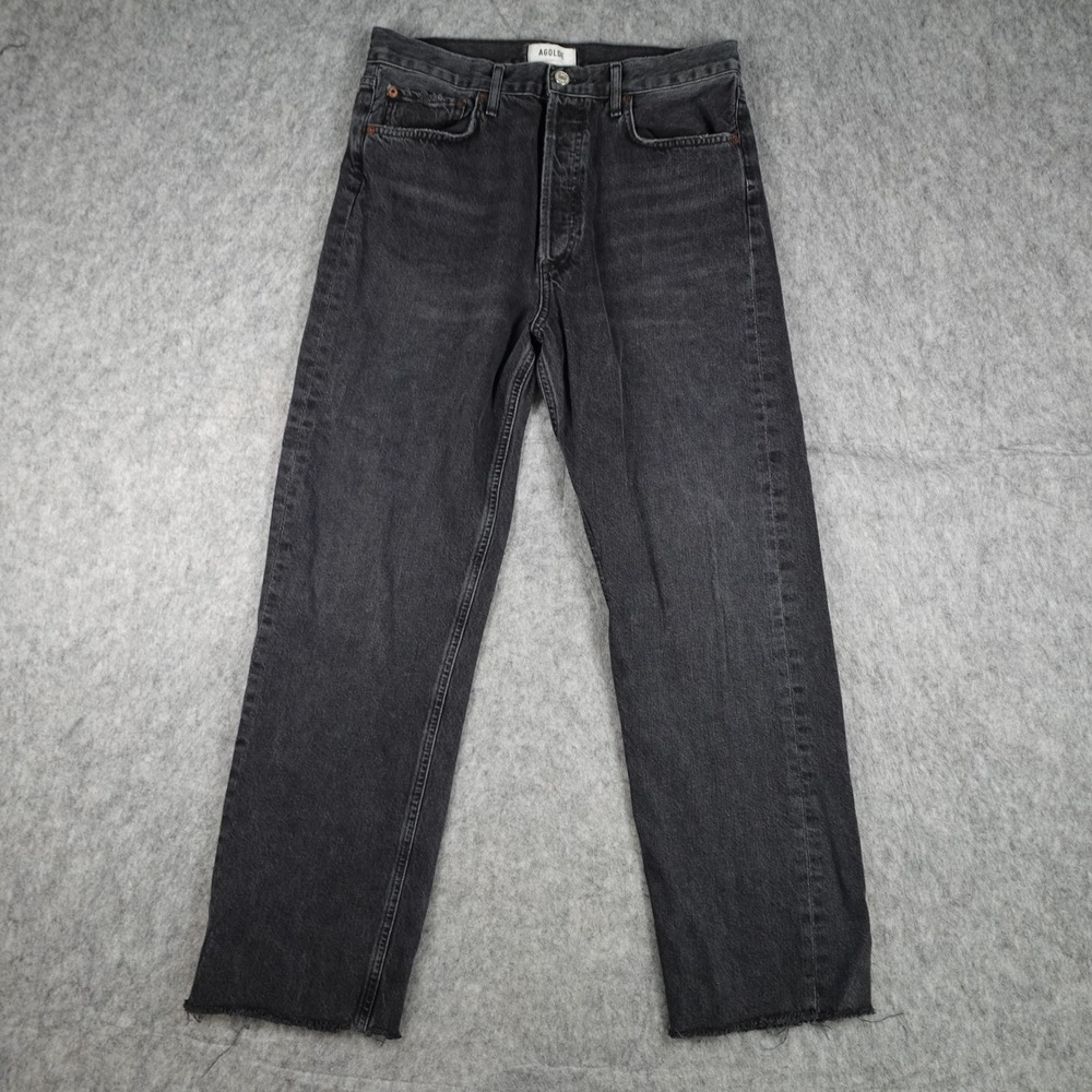 AGOLDE Jeans Women 28 Black 90s Mid Rise Loose Photogram Denim Straight Leg